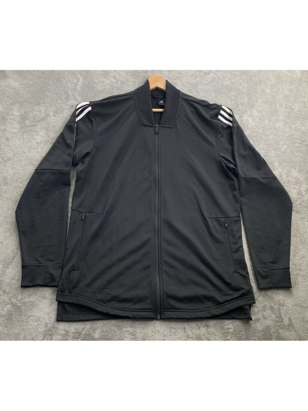 Adidas ID Bomber Tricot Jacket Mens Large Black Track Sweatshirt Athleisure Gym